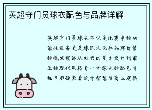 英超守门员球衣配色与品牌详解